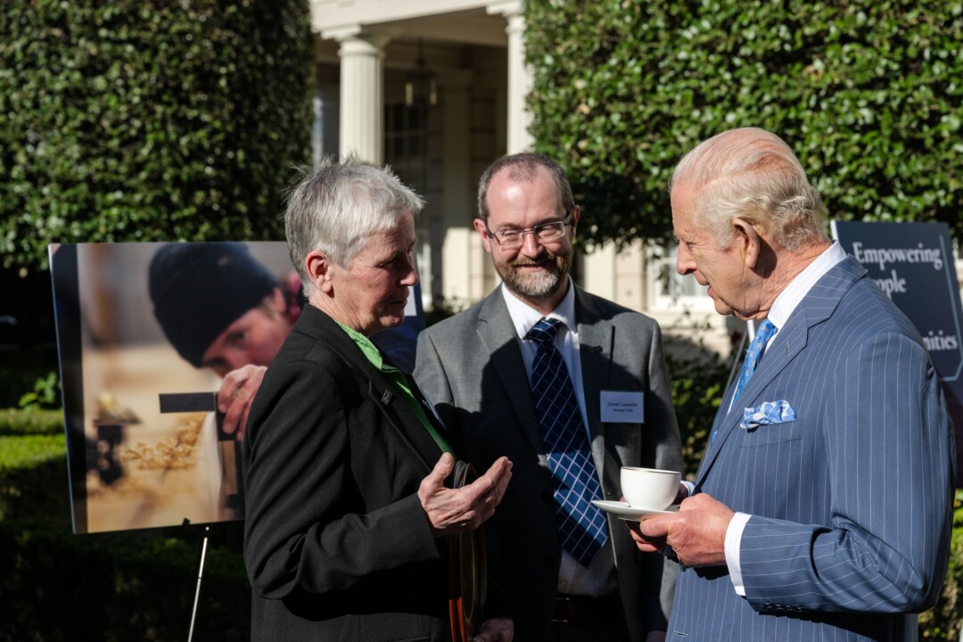 His Majesty meets Heritage Crafts award winner Gail McGarva BEM